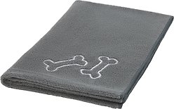 Frisco Embroidered Bones Microfiber Dog Bath Towel, Gray, Medium