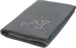 Frisco Embroidered Bones Microfiber Dog Bath Towel, Gray, Large