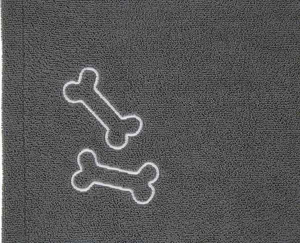 Show full view: Frisco Embroidered Bones Microfiber Dog Bath Towel, Gray, Large slide 4 of 7