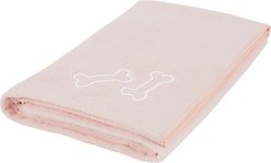 Frisco Embroidered Bones Microfiber Dog Bath Towel, Pink, Large
