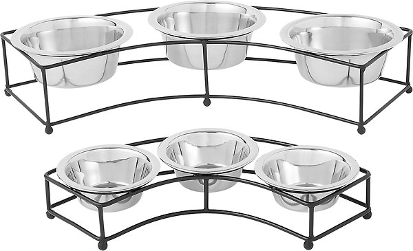 Show full view: Frisco Multi Pet Feeding 3-Bowls Curved Stainless Steel Dog & Cat Bowl, 4 Cup slide 5 of 8
