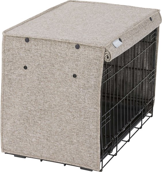 Show full view: Frisco Faux Linen Dog Crate Cover, Brown, 22-in slide 4 of 8