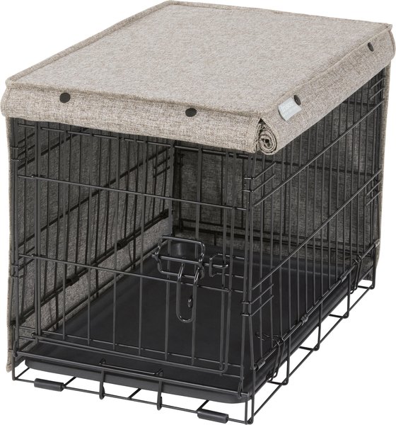Show full view: Frisco Faux Linen Dog Crate Cover, Brown, 22-in slide 5 of 8