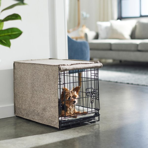 Show full view: Frisco Faux Linen Dog Crate Cover, Brown, 22-in slide 6 of 8