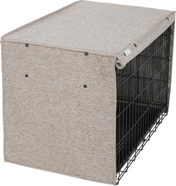 Show full view: Frisco Faux Linen Dog Crate Cover, Brown, 30-in slide 4 of 8