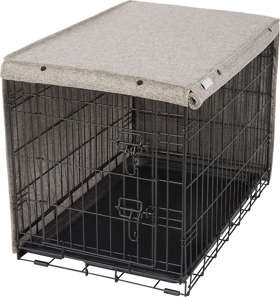 Show full view: Frisco Faux Linen Dog Crate Cover, Brown, 30-in slide 5 of 8