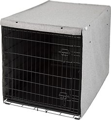 Frisco Faux Linen Dog Crate Cover, Gray, 42-in