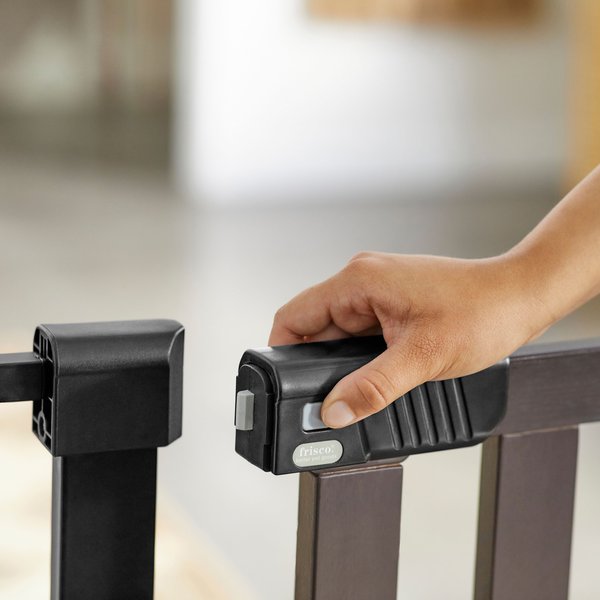 Show full view: Frisco Wood & Metal Extra Wide Auto-close Dog Gate, 30-in, Expresso slide 3 of 7