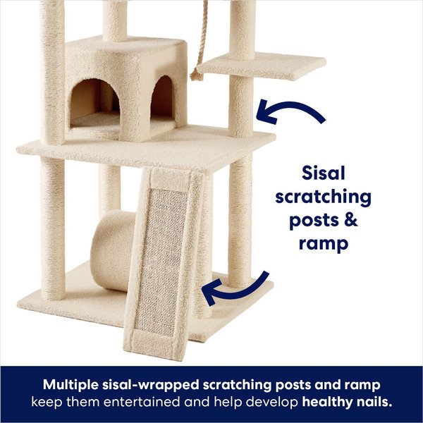 Show full view: Frisco 62-in Faux Fur Cat Tree & Condo, Cream slide 4 of 7