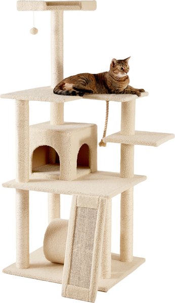 Show full view: Frisco 62-in Faux Fur Cat Tree & Condo, Cream slide 5 of 7