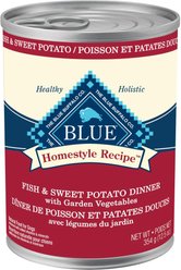 Blue Buffalo Homestyle Recipe Adult Natural Fish & Sweet Potato Wet Dog Food, 354-g can, case of 12