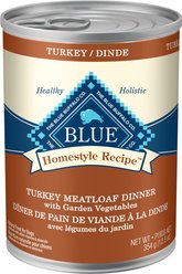 Blue Buffalo Homestyle Recipe Adult Natural Turkey Meatloaf Wet Dog Food, 354-g can, case of 12