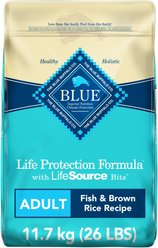 Blue Buffalo Life Protection Formula Adult Fish & Brown Rice Recipe Dry Dog Food, 11.7-kg bag