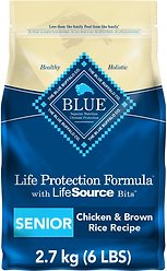 Blue Buffalo Life Protection Formula Natural Senior Chicken Dry Dog Food, 2.7-kg bag