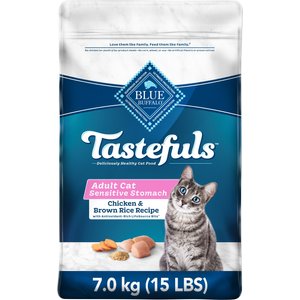 Blue Buffalo Tastefuls Natural Sensitive Stomach Adult Chicken & Brown Rice Dry Cat Food, 6.8-kg bag