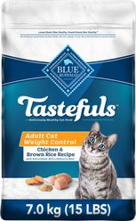 Blue Buffalo Tastefuls Natural Weight Control Adult Chicken Dry Cat Food, 6.8-kg bag