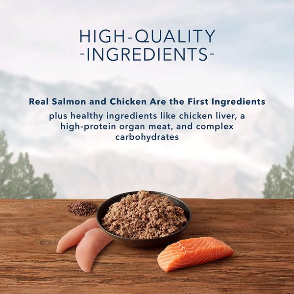 Show full view: Blue Buffalo Wilderness Adult Grill Natural Salmon + Chicken Wet Dog Food, 354-g can, case of 12 slide 3 of 8