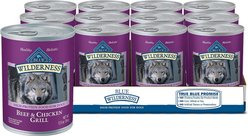 Blue Buffalo Wilderness Grill Natural Beef & Chicken Wet Dog Food, 354-g can, case of 12