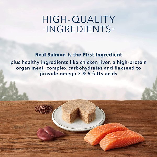 Show full view: Blue Buffalo Wilderness Nautral Salmon Adult Wet Cat Food, 155-g can, case of 24 slide 3 of 7