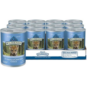 Blue Buffalo Wilderness Puppy Turkey & Chicken Natural Wet Dog Food, 354-g can, case of 12