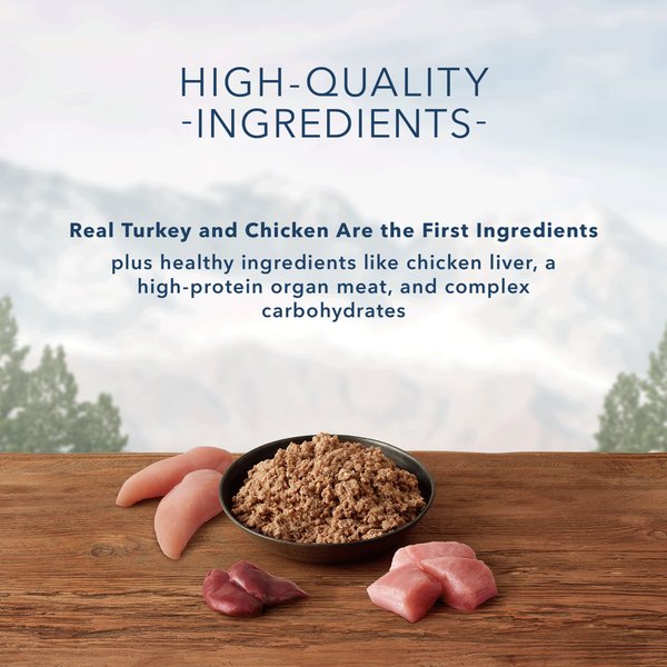 Show full view: Blue Buffalo Wilderness Puppy Turkey & Chicken Natural High-Protein Wet Dog Food, 354-g can, case of 12 slide 3 of 8