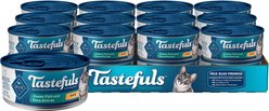 Blue Buffalo Tastefuls Natural Ocean Fish & Tuna Entree Pate Adult Wet Cat Food, 85-g can, case of 24