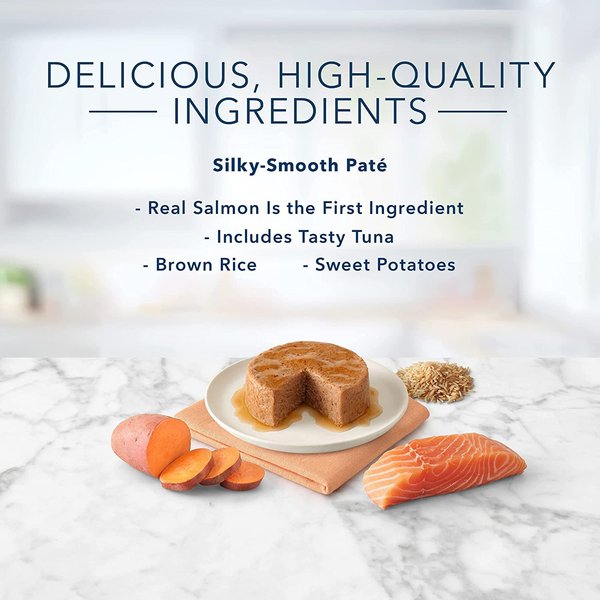 Show full view: Blue Buffalo Tastefuls Natural Salmon Entree Pate Adult Wet Cat Food, 155-g can, case of 24 slide 3 of 8