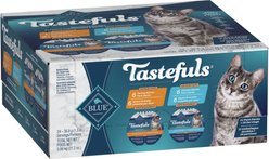 Blue Buffalo Tastefuls Spoonless Singles Natural Chicken & Turkey Entree Pate Adult Wet Cat Food, 1.3-oz can, case of 24