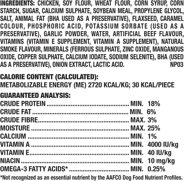 Show full view: Jerky Treats Beef Flavour with Real Chicken Jerky Dog Treats, 708-g bag slide 3 of 3