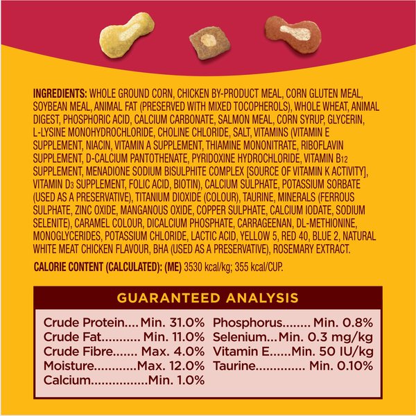 Show full view: Meow Mix Tasty Layers Beef & Salmon Flavour Dry Cat Food, 1.36-kg bag slide 7 of 9