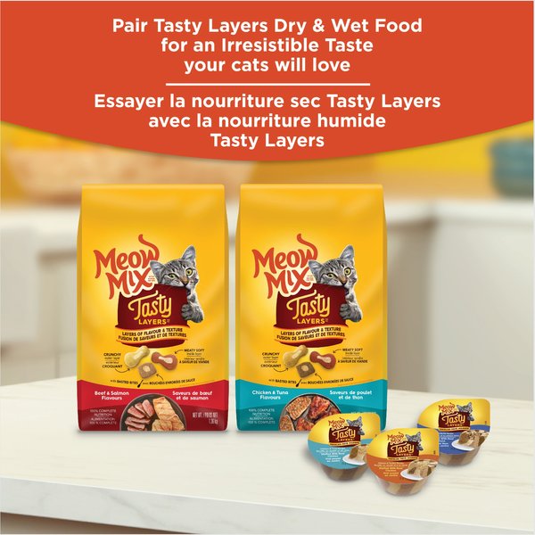 Show full view: Meow Mix Tasty Layers Chicken & Tuna Flavour Dry Cat Food, 1.36-kg bag slide 5 of 9
