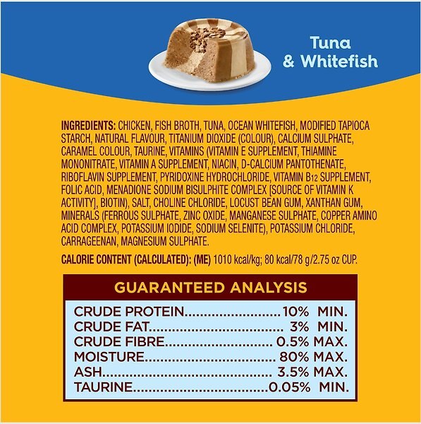 Show full view: Meow Mix Tasty Layers Tuna & Whitefish Recipe Wet Cat Food, 78-g can, case of 12 slide 7 of 9