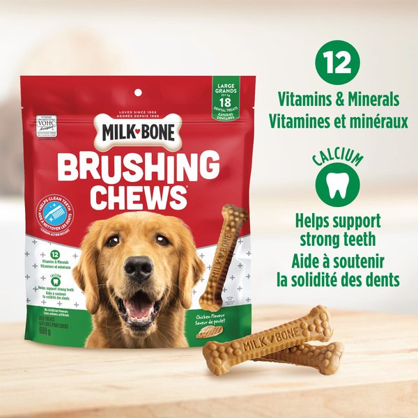 Show full view: Milk-Bone Brushing Chews Daily Large Dental Dog Treats, 18 count slide 3 of 9