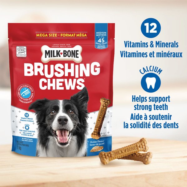 Show full view: Milk-Bone Brushing Chews Daily Medium Dental Dog Treats, 45 count slide 3 of 9