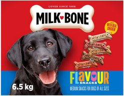 Milk-Bone Flavour Snacks Assorted Meat Flavours Medium Crunchy Biscuit Dog Treats, 6.5-kg tub
