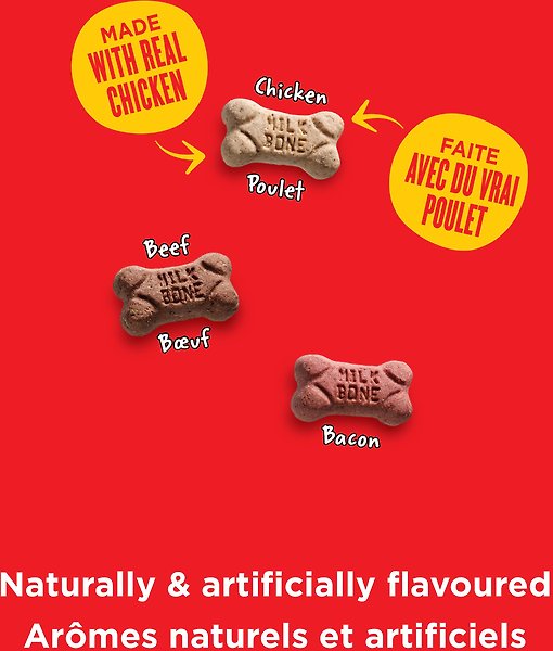Show full view: Milk-Bone Flavour Snacks Assorted Meat Flavours Mini's Crunchy Biscuit Dog Treats, 475-g box slide 3 of 9