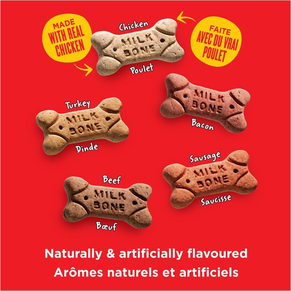 Show full view: Milk-Bone Flavour Snacks Assorted Meat Flavours Small Crunchy Biscuit Dog Treats, 800-g box slide 3 of 9