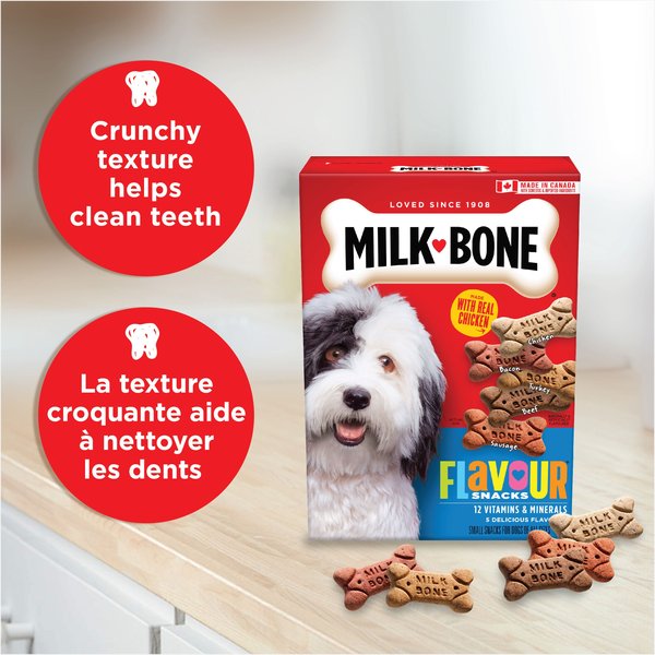 Show full view: Milk-Bone Flavour Snacks Assorted Meat Flavours Small Crunchy Biscuit Dog Treats, 800-g box slide 4 of 9
