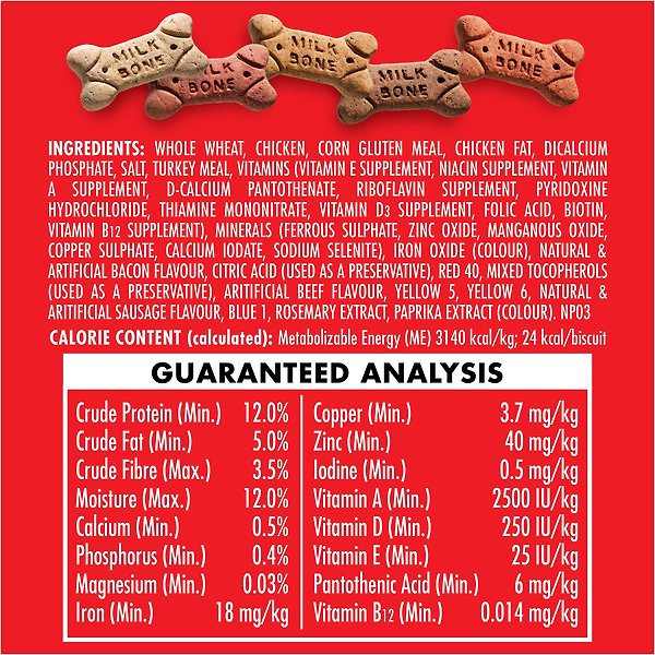 Show full view: Milk-Bone Flavour Snacks Assorted Meat Flavours Small Crunchy Biscuit Dog Treats, 800-g box slide 7 of 9