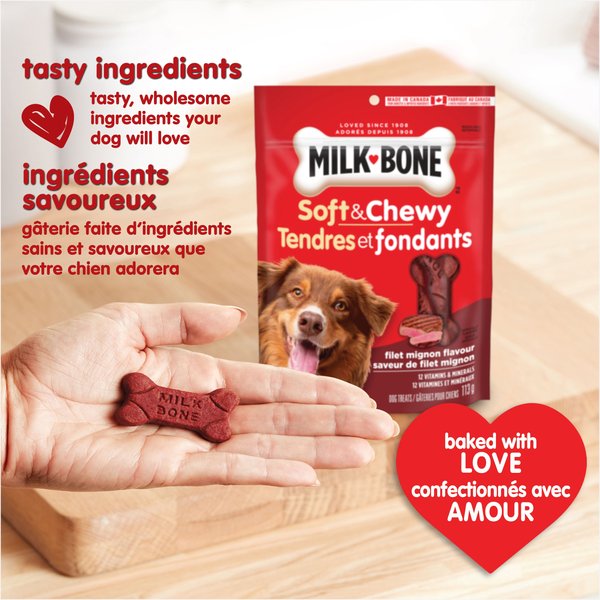 Show full view: Milk-Bone Filet Mignon Flavour Soft & Chewy Dog Treats, 113-g bag slide 3 of 9
