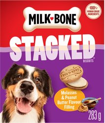 Milk-Bone Stacked Biscuits Molasses & Peanut Butter Flavour Crunchy Dog Treats, 283-g bag