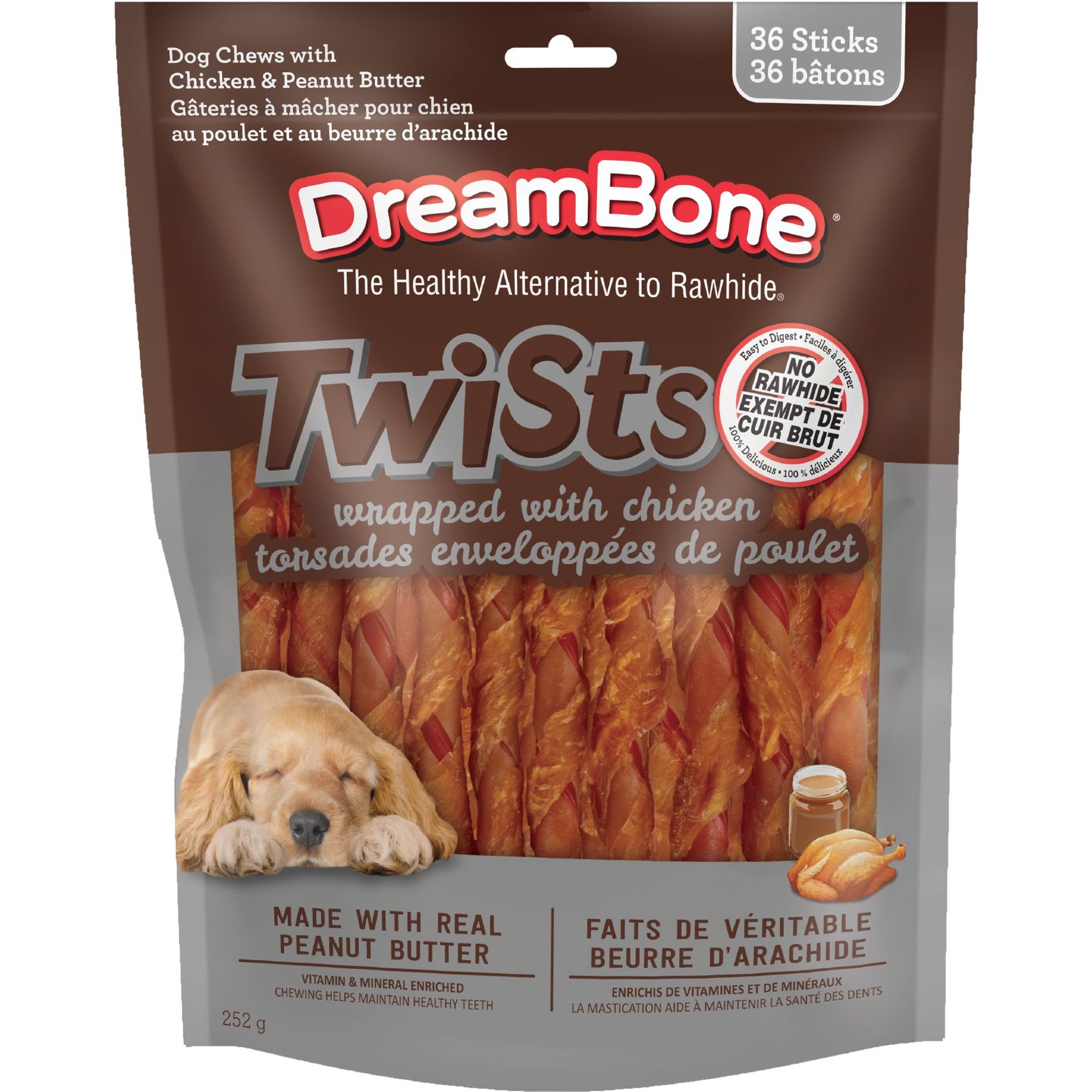 DREAMBONE Chicken Wrapped Twist Sticks Peanut Butter Dog Treats 36 count Chewy Canada