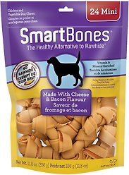 SmartBones Bacon & Cheese Mini Bones Dog Treats, 24 count
