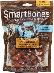 SmartBones Peanut Butter Mini Bones Dog Treats, 24 count