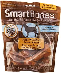 SmartBones Peanut Butter Small Bones Dog Treats, 6 count