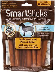 SmartBones Peanut Butter Sticks Dog Treats, 10 count