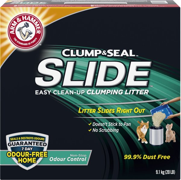 Arm & Hammer Litter Clump & Seal Slide Non-Stop Odour Control Clumping Clay Cat Litter, 9.1-kg box slide 1 of 10