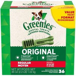 Greenies Original Regular Adult Dental Dog Treats, 36 count