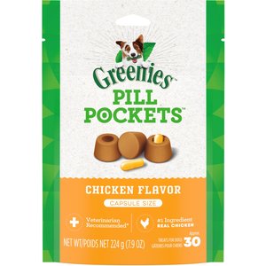 Greenies Pill Pockets Chicken Flavour Capsule Size Adult Dog Treats, 30 count