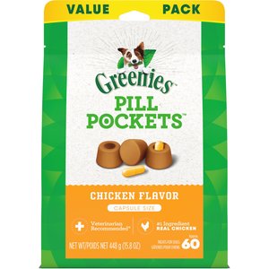 Greenies Pill Pockets Chicken Flavour Capsule Size Adult Dog Treats, 60 count